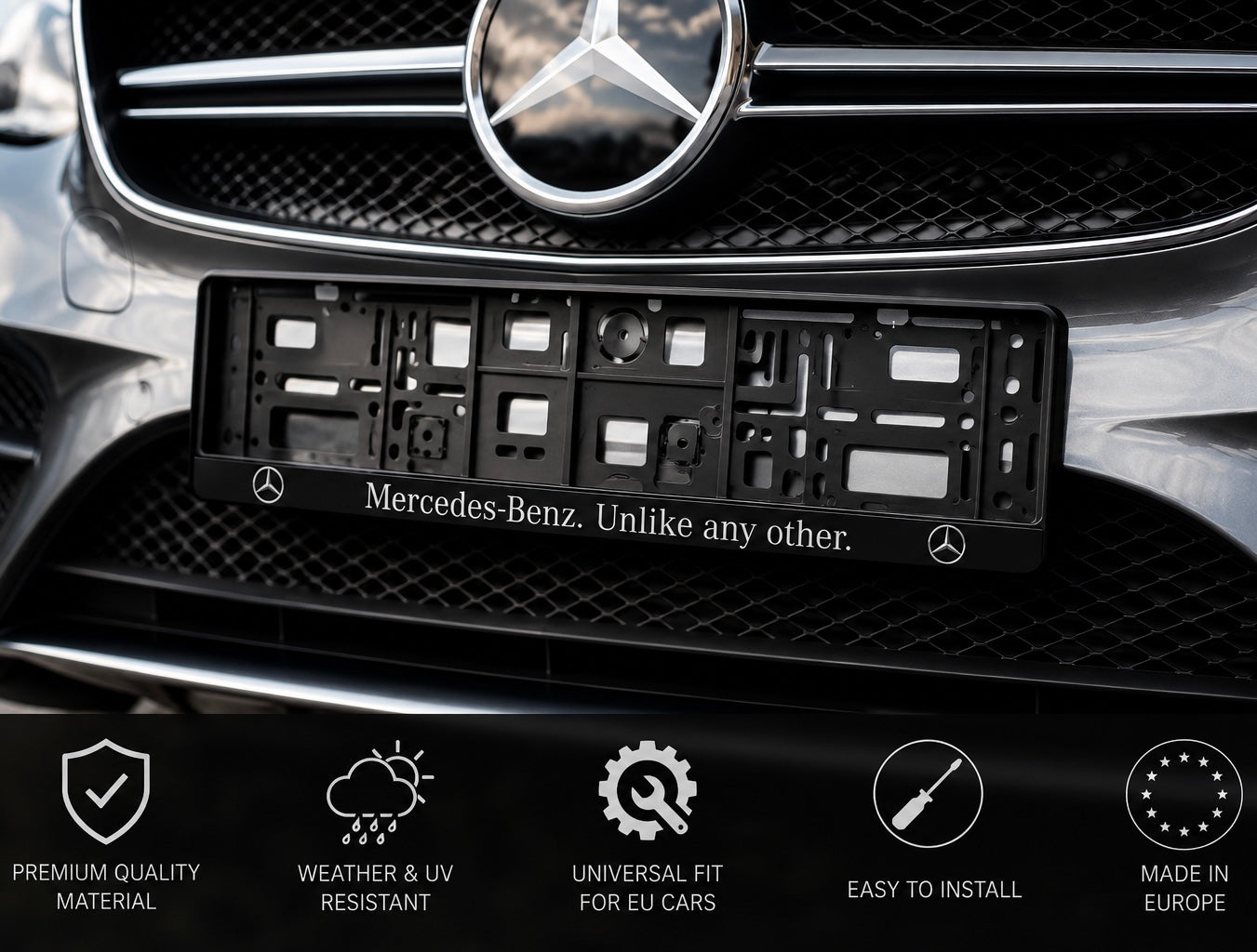 Mercedes contrairement à tous les autres cadres de plaque d'immatriculation.